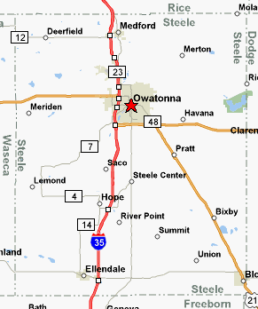 Map of Steele County